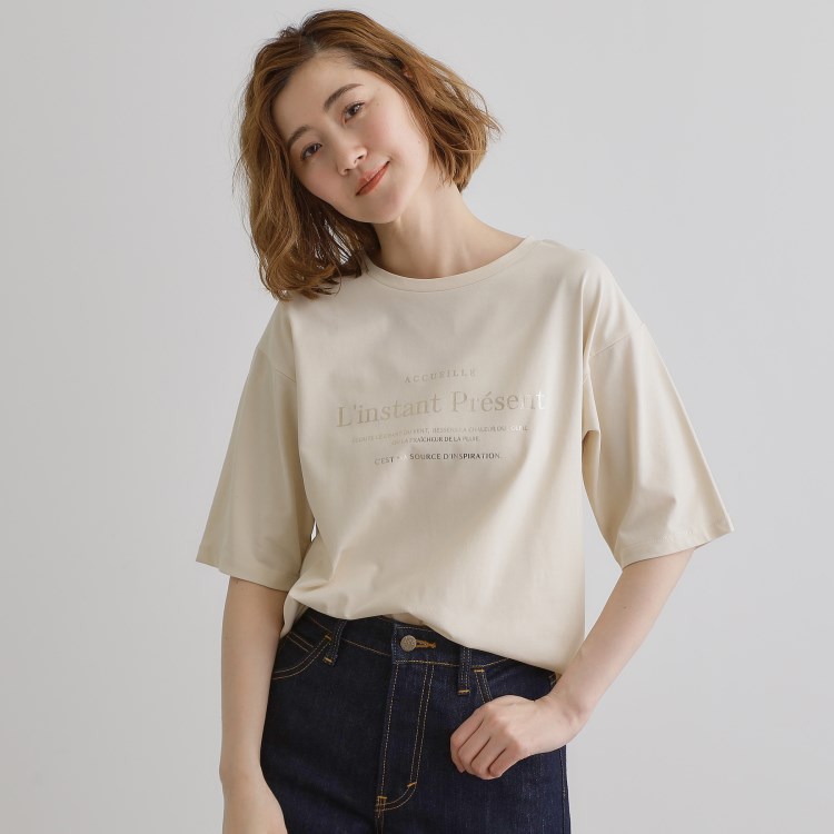 グローブ(grove)の五分袖ロゴプリントTシャツ シャツ・ブラウス