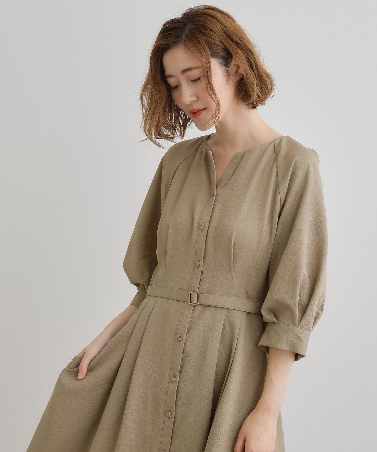 グローブ(grove)の麻調メッシュラグランスリーブワンピース5