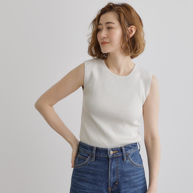 グローブ(grove)のさりげないラメで毎日のコーデにアクセントを リブラメニットタンク タンクトップ・キャミソール