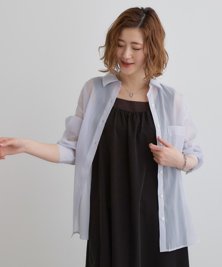 グローブ(grove)の【大人の抜け感スタイル】ストライプアソートシアーオーバーシャツ15