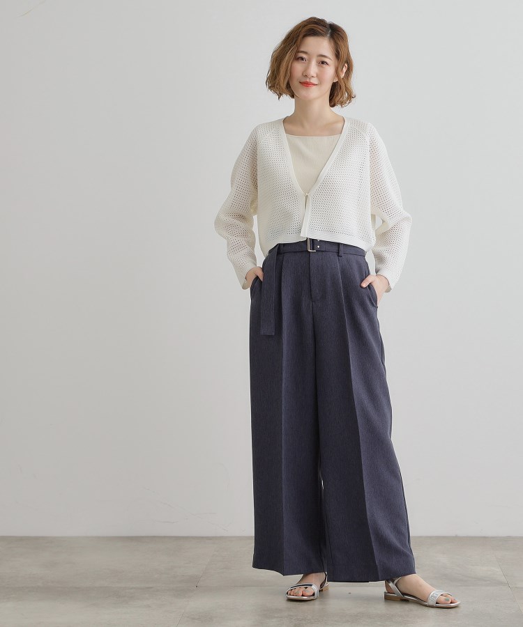 グローブ(grove)のデニムライクベルト付きワイドパンツ6