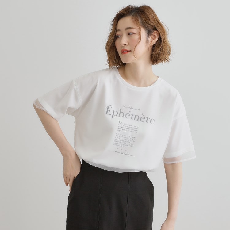 グローブ(grove)の【接触冷感・UVカット】大人のチュールレイヤードTシャツ Ｔシャツ
