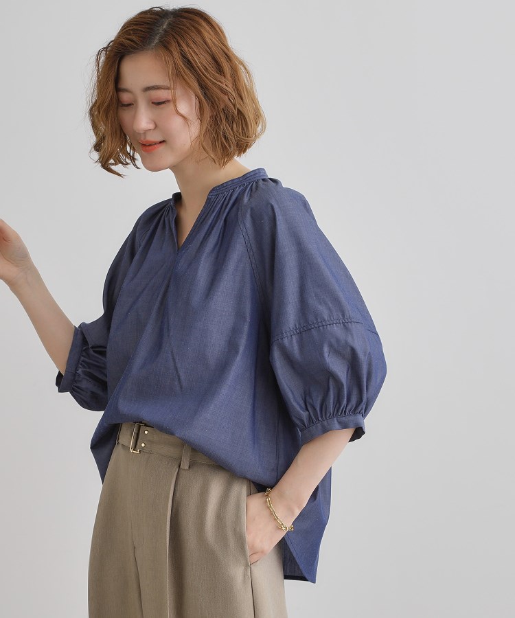 グローブ(grove)の【夏に嬉しい機能付き】ランタンスリーブシャツブラウス11