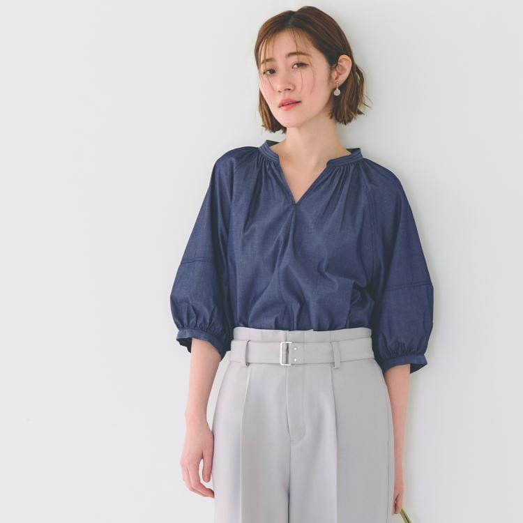 グローブ(grove)の【夏に嬉しい機能付き】ランタンスリーブシャツブラウス シャツ・ブラウス