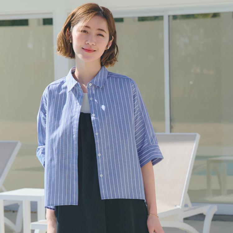 グローブ(grove)の【夏に嬉しい機能付き】ドルマンクロップドシャツ シャツ・ブラウス