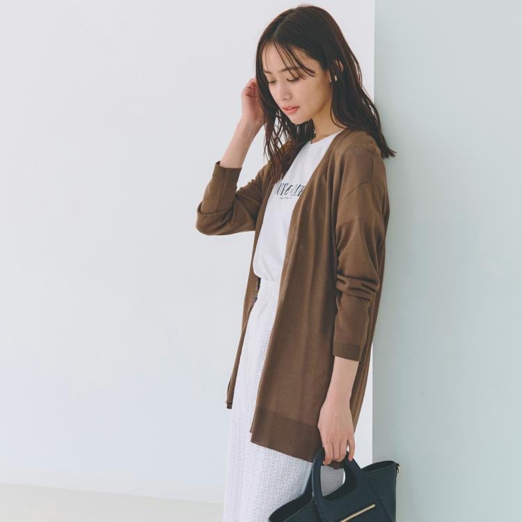 グローブ(grove)の【接触冷感/UVカットetc】夏に嬉しい機能付き！ベーシックロングカーディガン カーディガン/ボレロ