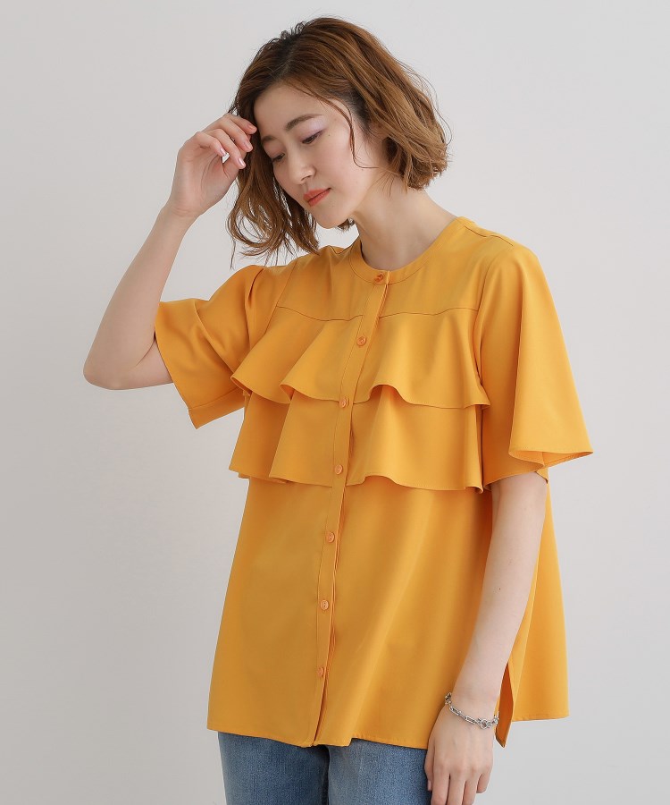 甘さを抑えた大人のラッフルフリルブラウス(シャツ・ブラウス 甘さを抑えた大人のラッフルフリルブラウス(シャツ・ブラウス