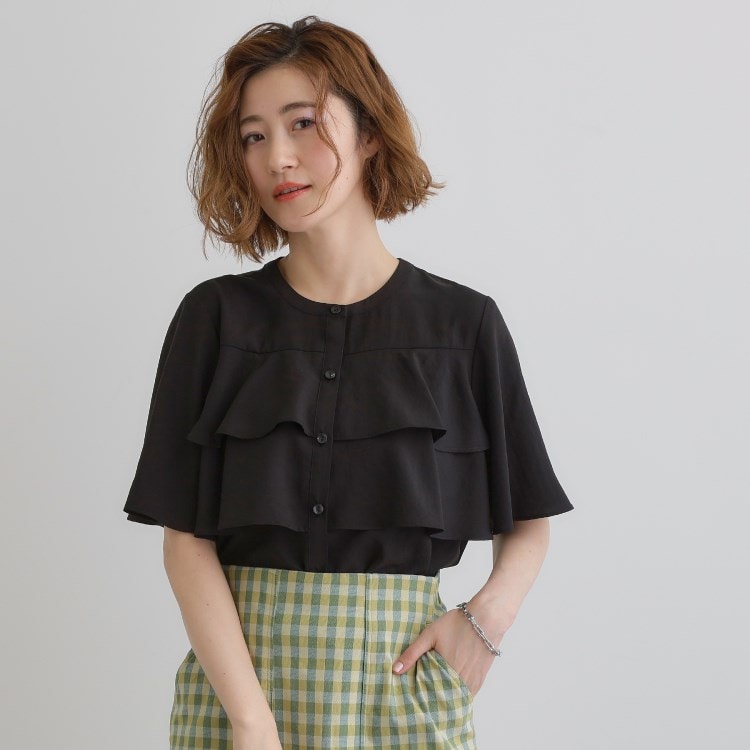 グローブ(grove)の甘さを抑えた大人のラッフルフリルブラウス シャツ・ブラウス