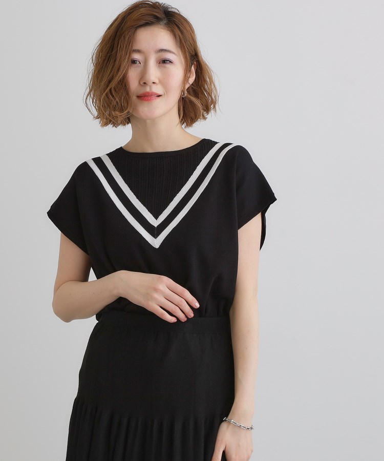 グローブ(grove)の繊細な透かし編みが上品な大人のチルデンニット7
