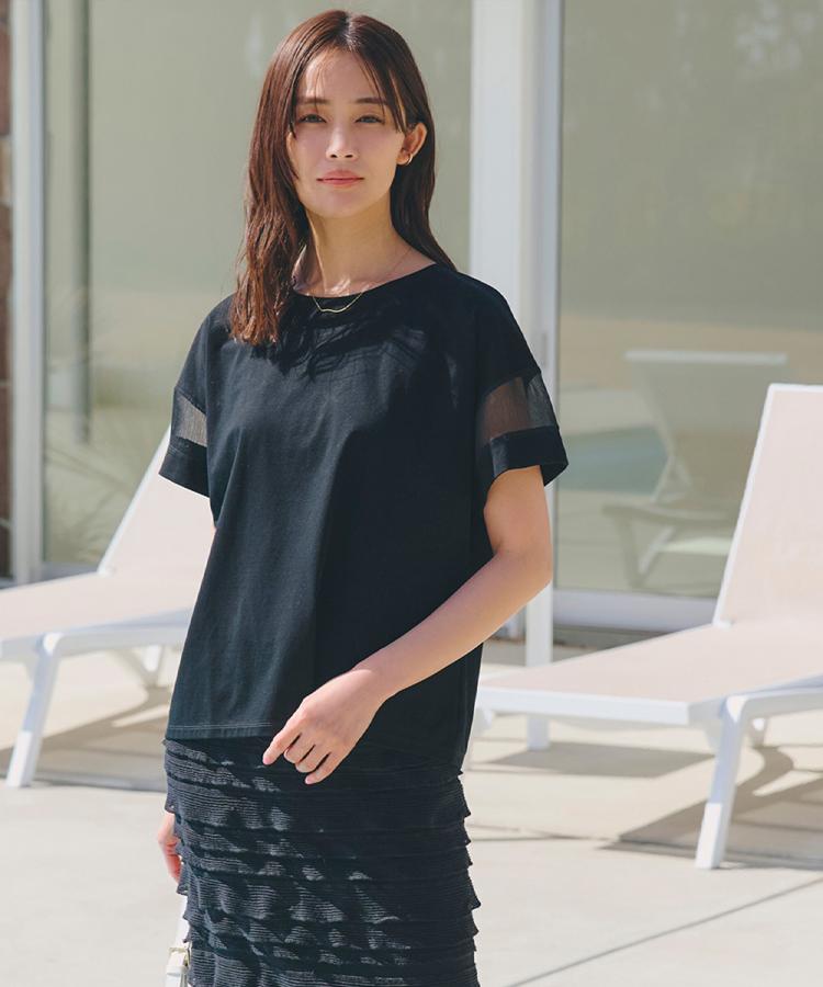グローブ(grove)の【UVカット・接触冷感】シアードッキングTシャツ ブラック(019)