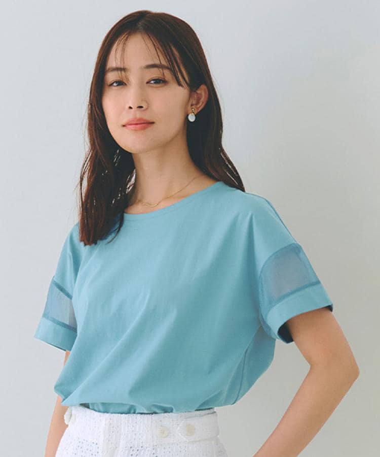 グローブ(grove)の【UVカット・接触冷感】シアードッキングTシャツ ブルー(091)