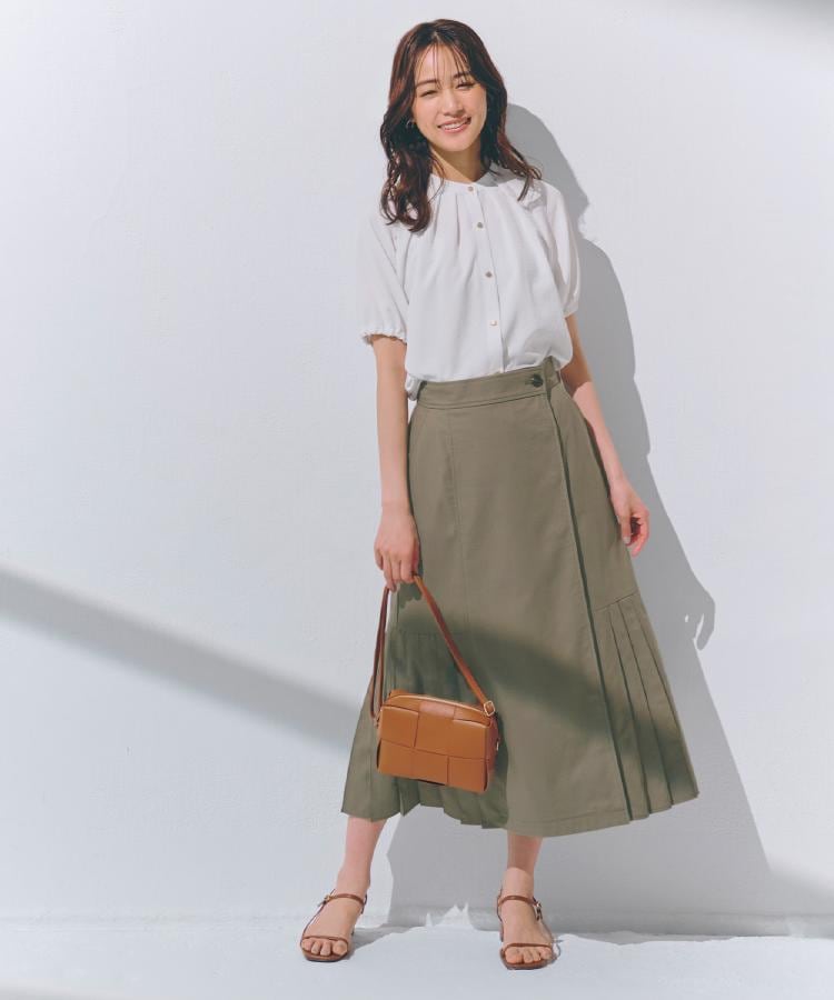 グローブ(grove)の【大人のニュアンス】リネン混サイドタックスカート8