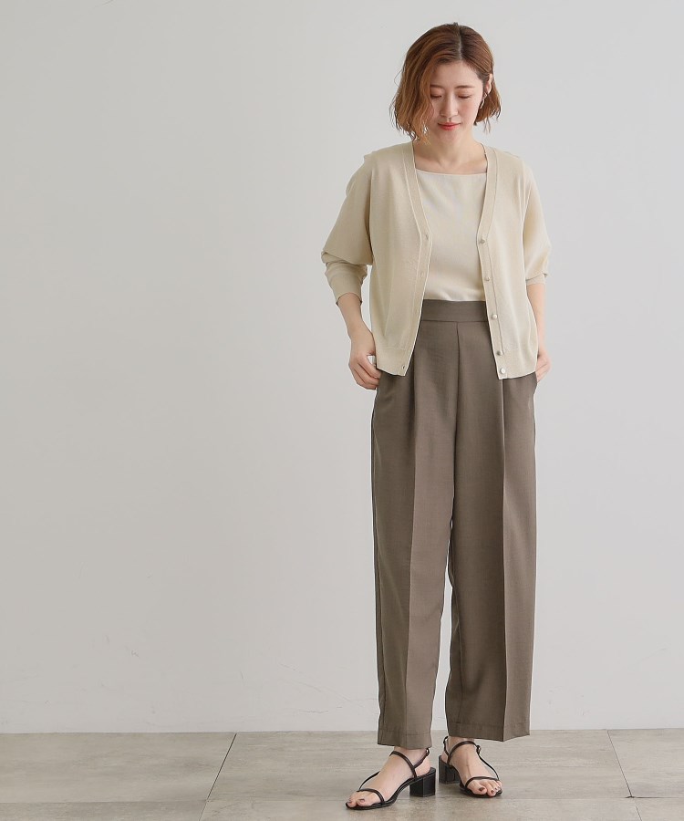 グローブ(grove)の【洗える・シワになりにくい】麻調センタープレスワイドパンツ16