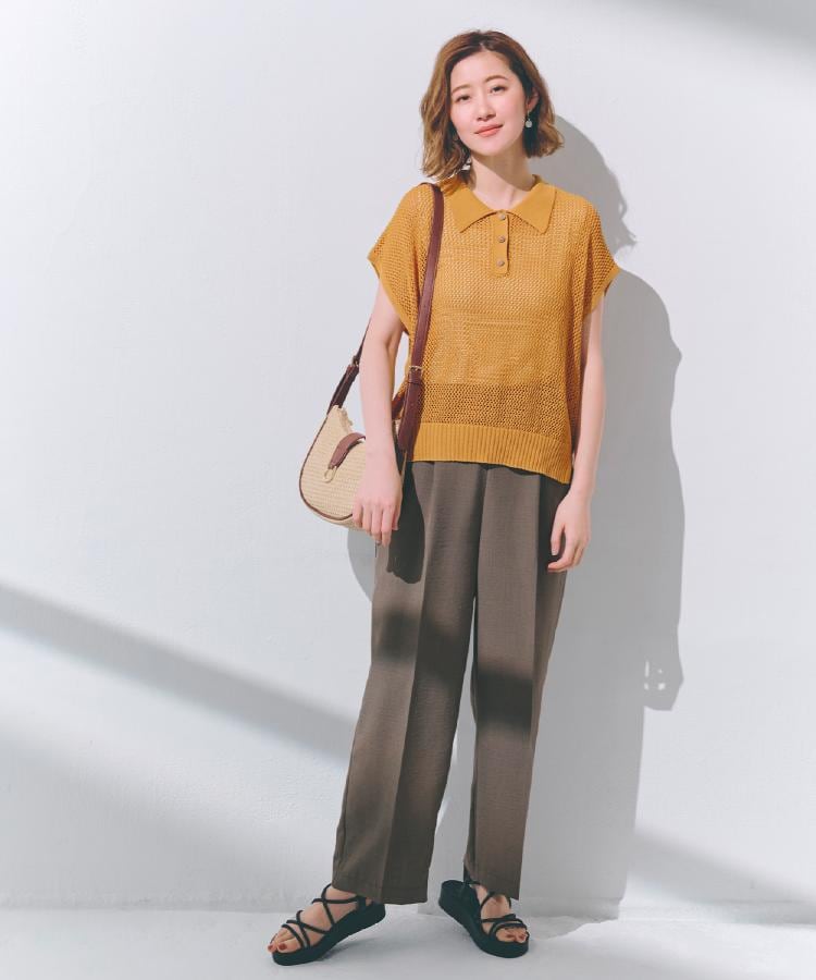 グローブ(grove)の【洗える・シワになりにくい】麻調センタープレスワイドパンツ18