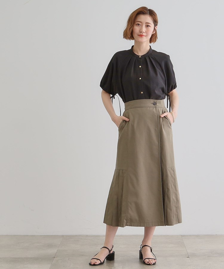 グローブ(grove)の【洗える・シワになりにくい】麻調スリーブドロストブラウス13