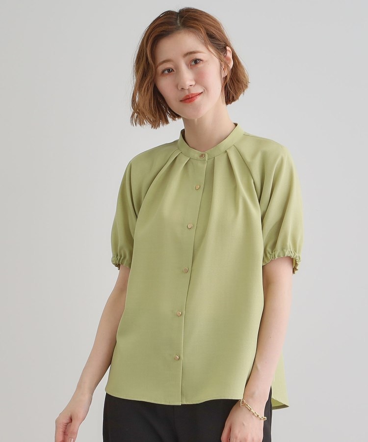 グローブ(grove)の【洗える・シワになりにくい】麻調スリーブドロストブラウス16