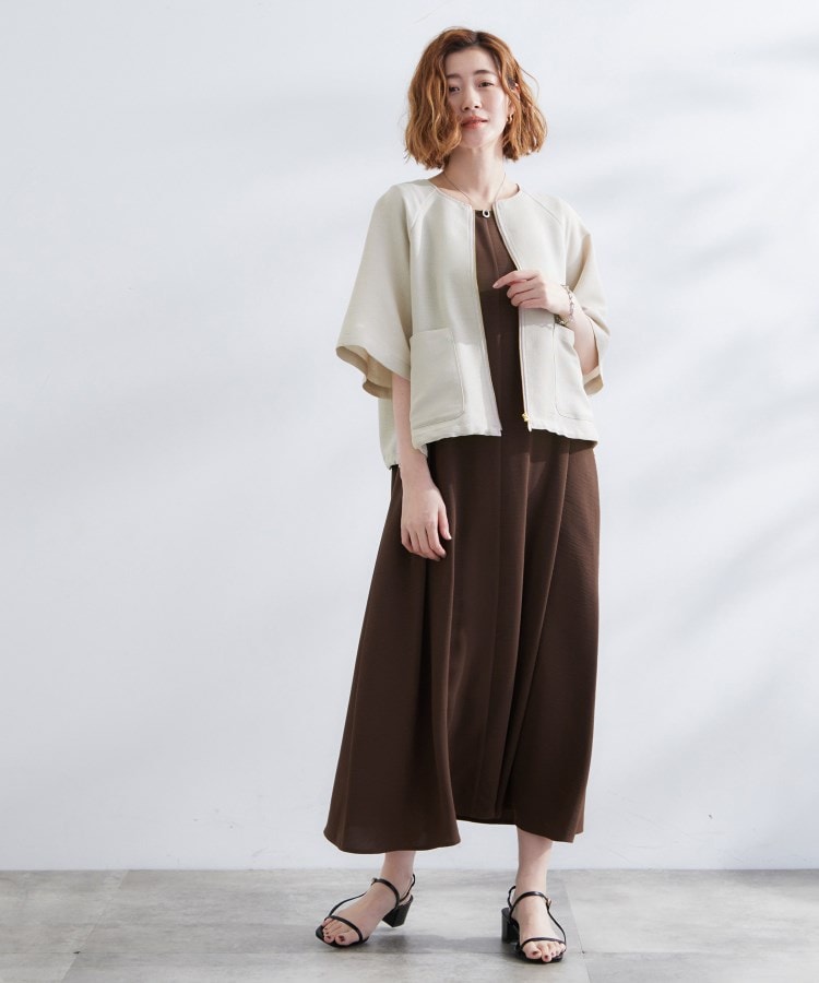 グローブ(grove)の透け感と立体感で魅せる、大人の夏のメッシュワイドスリーブジャケット12