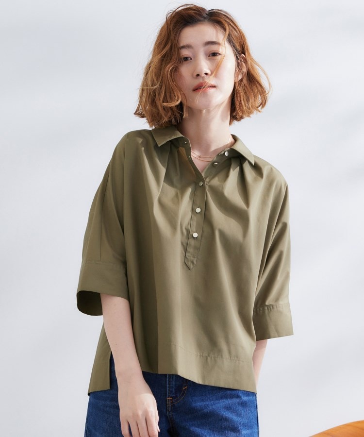 グローブ(grove)の【サスティナブル原料】衿付きドルマンタックシャツ10