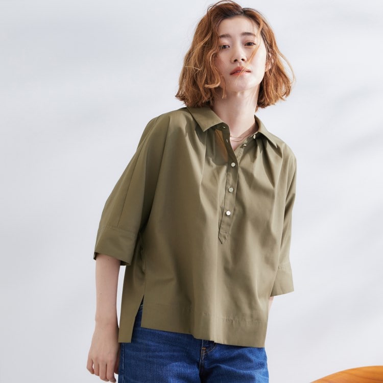 グローブ(grove)の【サスティナブル原料】衿付きドルマンタックシャツ シャツ・ブラウス