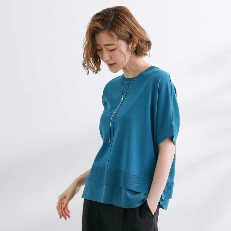 グローブ(grove)の【夏に嬉しい機能付き】やわらかドライタッチレイヤードライクニット ニット/セーター