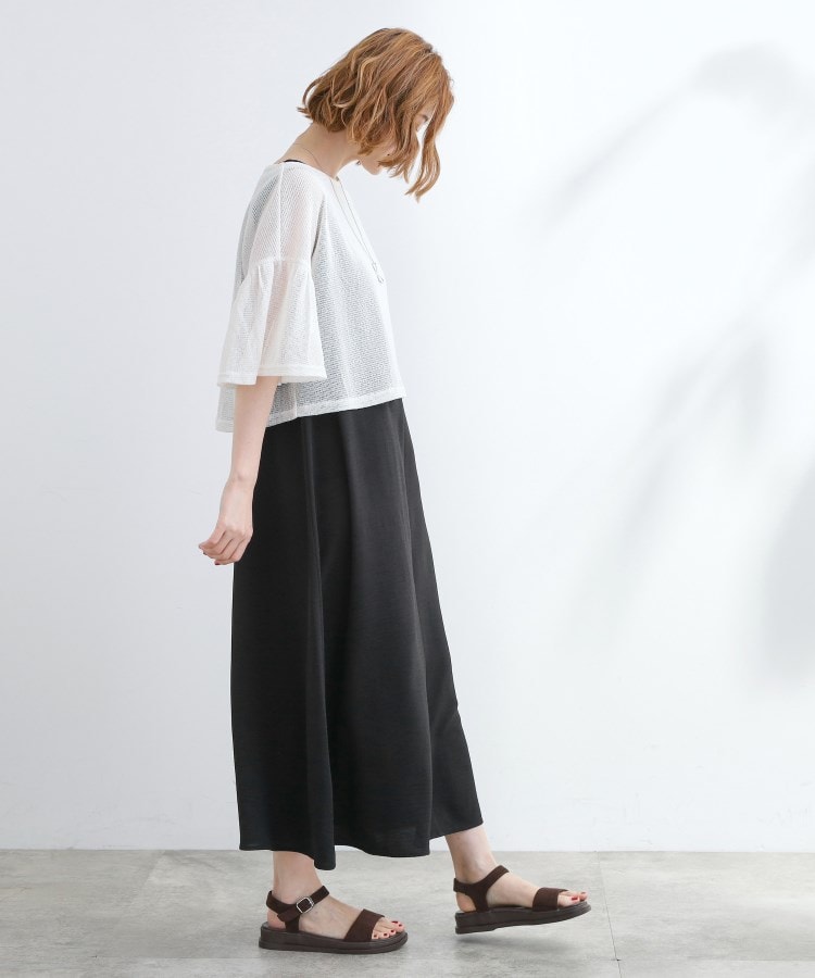 着回し◎夏に嬉しいSET メッシュブラウス×フレアワンピース