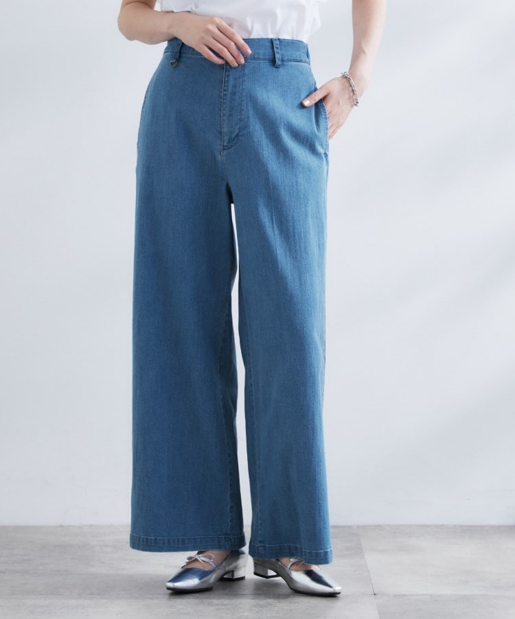 グローブ(grove)の【冷感】ストレッチデニムワイドパンツ1