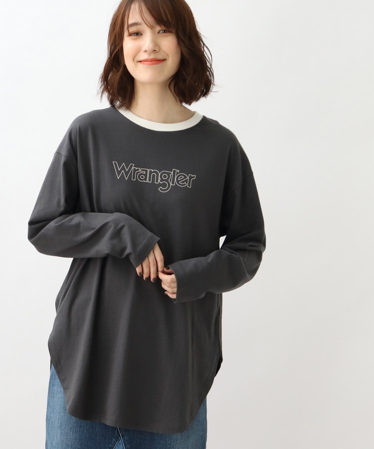 グローブ(grove)のレトロかわいい！ロングリンガーTシャツ【Wrangler（ラングラー）別注】 ディープグレー(015)