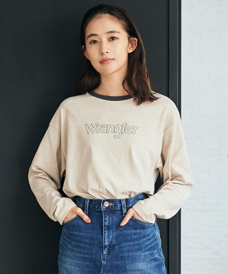 グローブ(grove)のレトロかわいい！ロングリンガーTシャツ【Wrangler（ラングラー）別注】 ナチュラル(050)