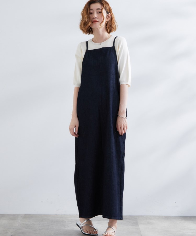 グローブ(grove)の【Lee】DENIM CAMISOLE DRESS ネイビー(094)