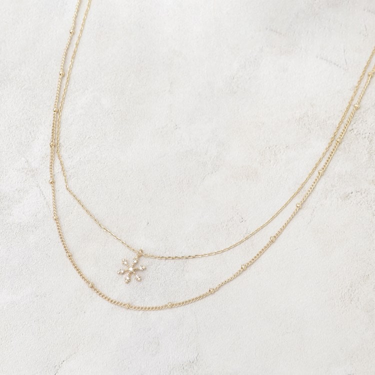 グローブ(grove)の雪の結晶2連ネックレス ネックレス