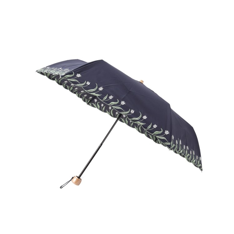 グローブ(grove)のbecause チューリップ刺繍パラソルミニ 折りたたみ傘
