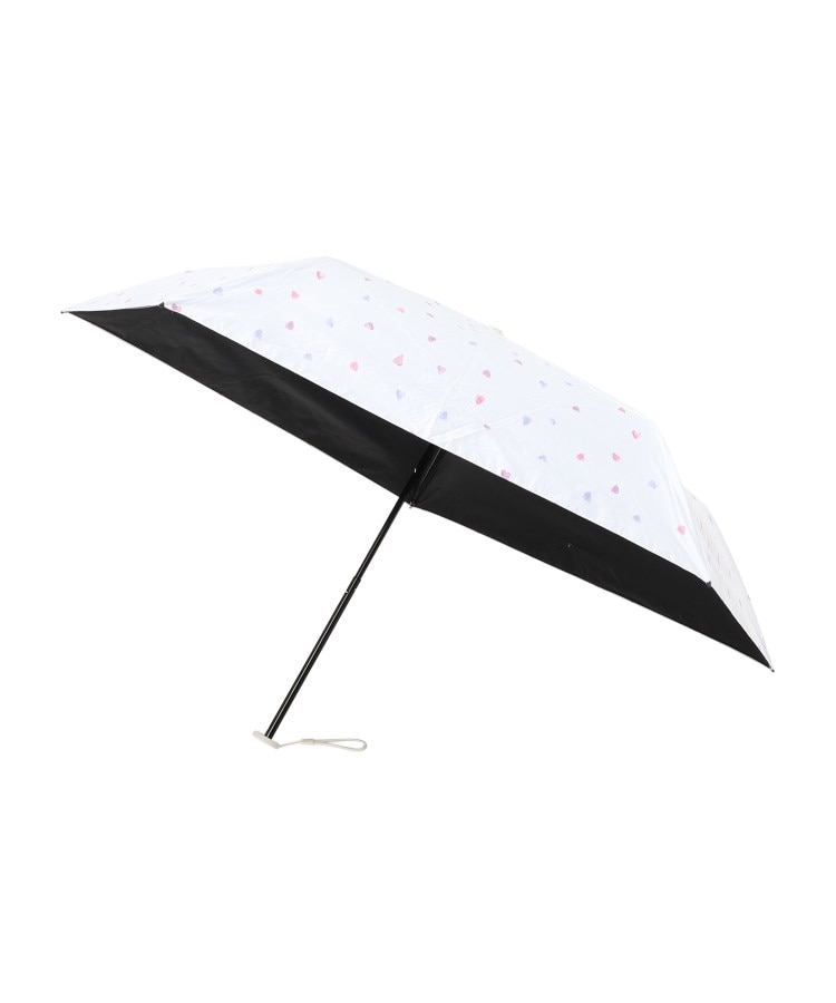 グローブ(grove)の遮光軽量 水彩ハート ミニ 折りたたみ傘 オフホワイト(003)