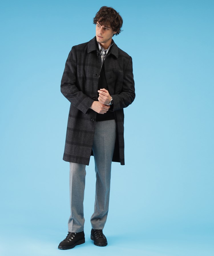 タケオキクチ　ステンカラーコート　PONTETORTO PLAID COAT