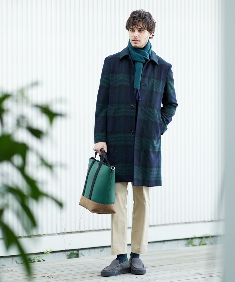 タケオキクチ　ステンカラーコート　PONTETORTO PLAID COAT