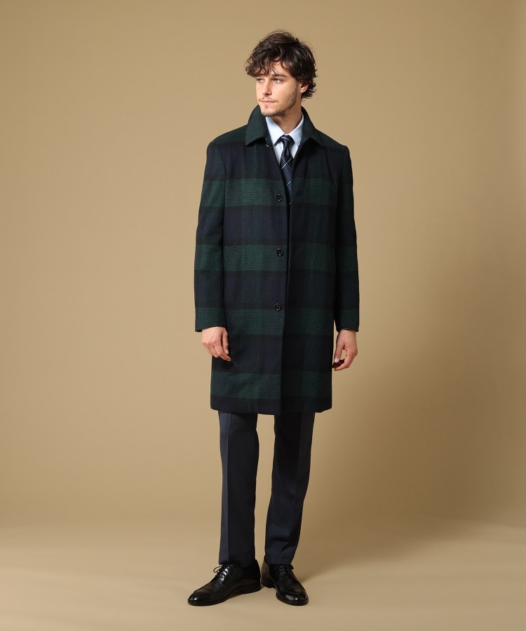 タケオキクチ　ステンカラーコート　PONTETORTO PLAID COAT