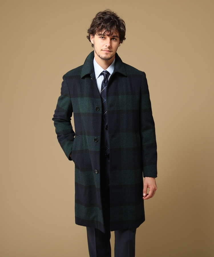 タケオキクチ　ステンカラーコート　PONTETORTO PLAID COAT