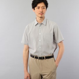 タケオキクチ(TAKEO KIKUCHI)のロンドンストライプ 半袖 シャツ カジュアルシャツ