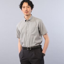 タケオキクチ(TAKEO KIKUCHI)の千鳥柄 半袖 ボタンダウン シャツ カジュアルシャツ