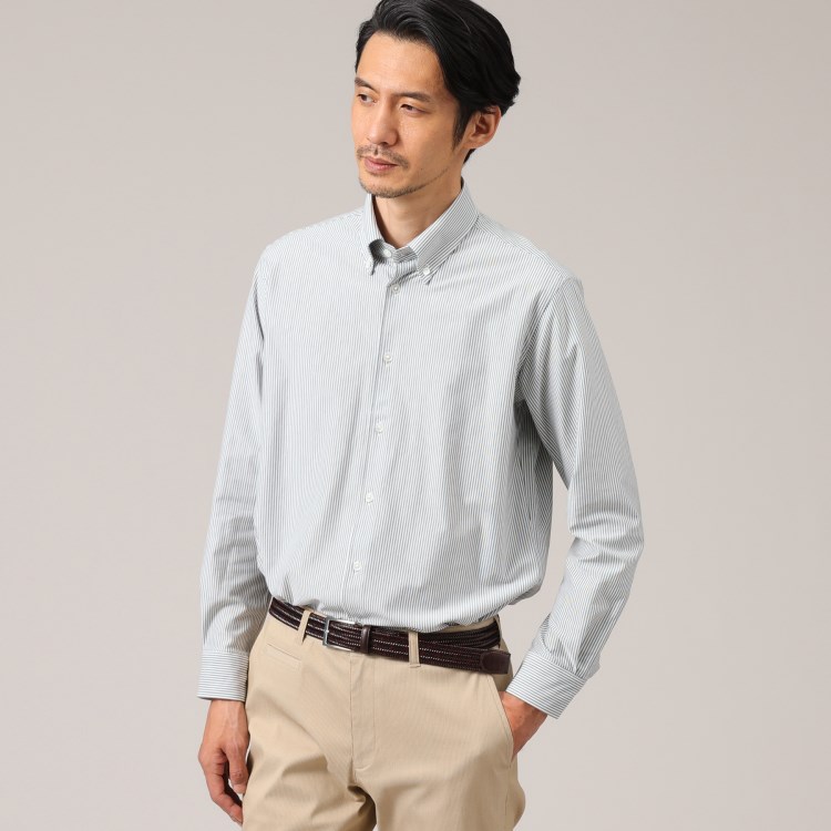 タケオキクチ(TAKEO KIKUCHI)の【ON/OFF兼用】日本製 オックス ストライプ ボタンダウンシャツ ドレスシャツ