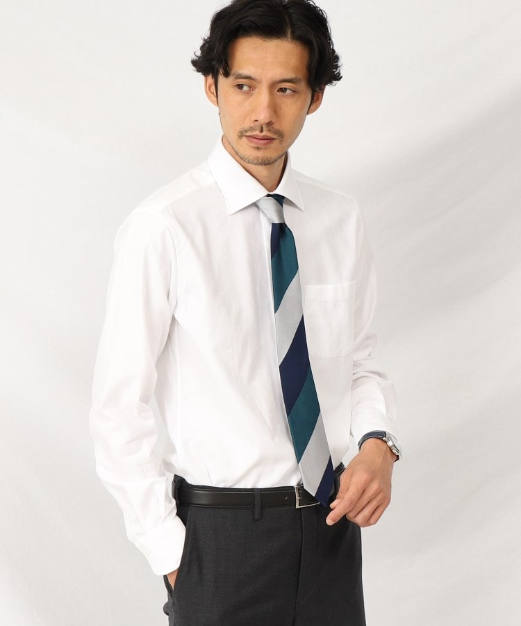 タケオキクチ(TAKEO KIKUCHI)のジャカード ワイドカラー シャツ ホワイト(001)
