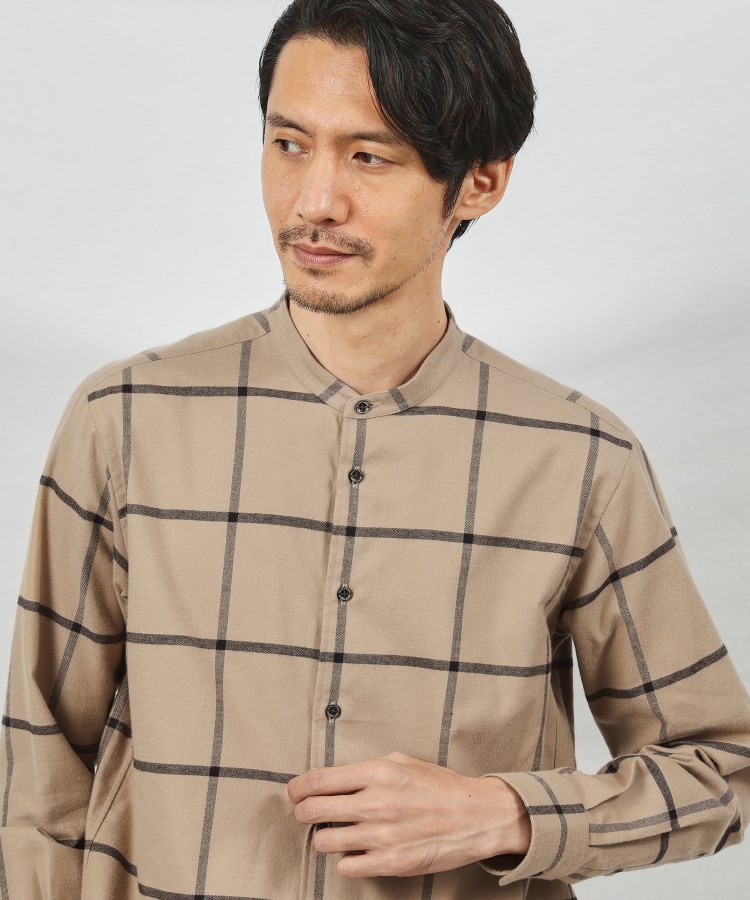 タケオキクチ(TAKEO KIKUCHI)のソフトタッチ ウインドウペン バンドカラーシャツ4