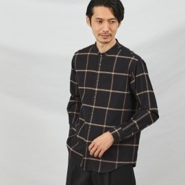 タケオキクチ(TAKEO KIKUCHI)のソフトタッチ ウインドウペン バンドカラーシャツ