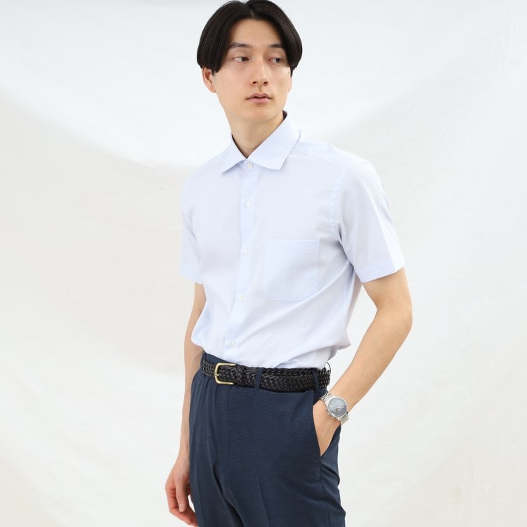 タケオキクチ(TAKEO KIKUCHI)の【Made in JAPAN】市松柄 ドビー 半袖シャツ ドレスシャツ