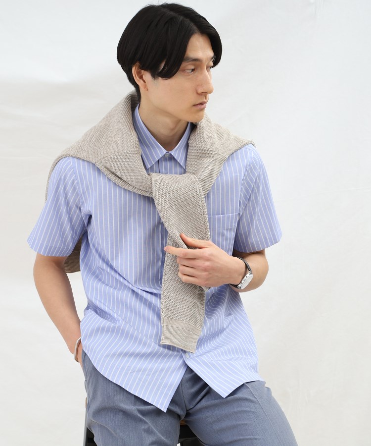 タケオキクチ(TAKEO KIKUCHI)のカラー ハケメ ストライプ 半袖シャツ15