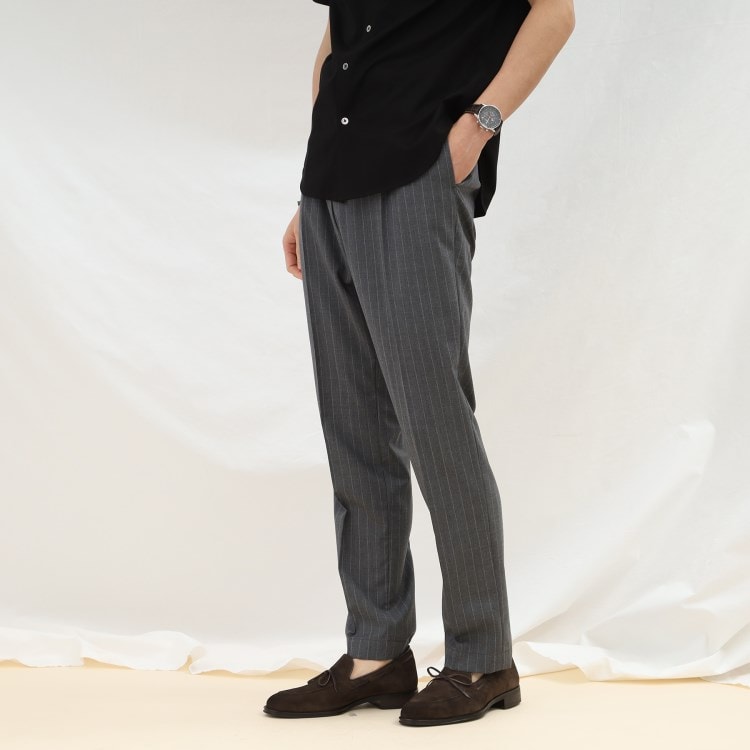 タケオキクチ(TAKEO KIKUCHI)のワイドストライプ ドレス パンツ フルレングスパンツ