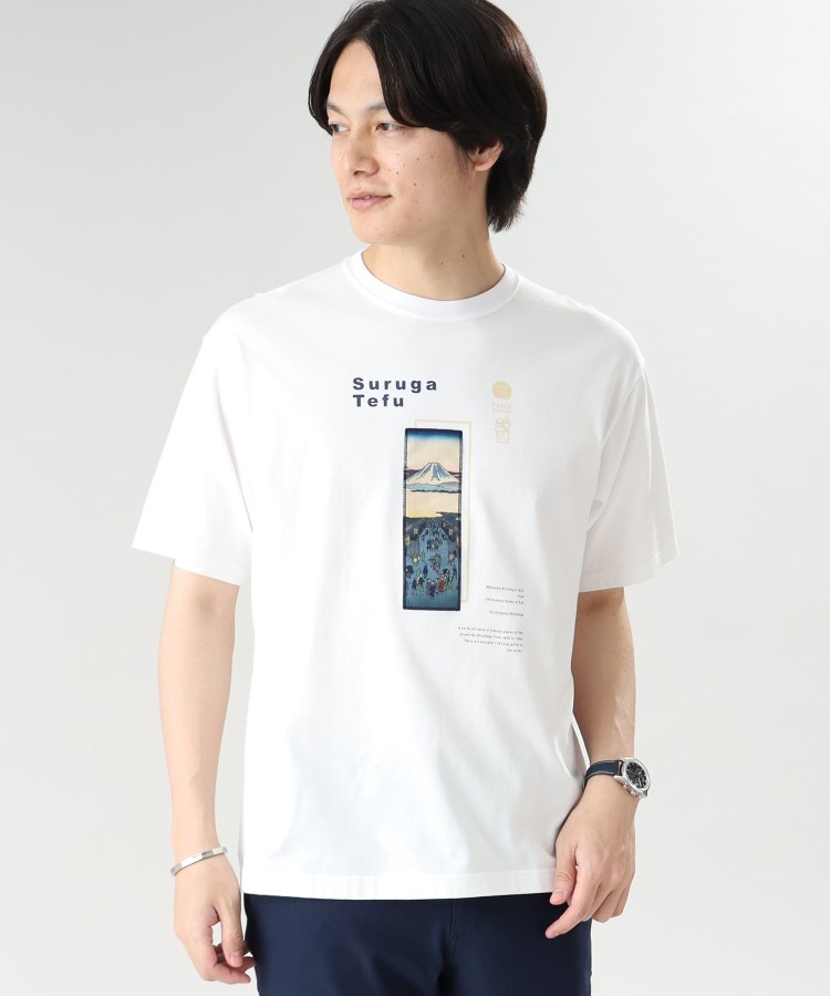 タケオキクチ(TAKEO KIKUCHI)の【Sサイズ～】日本画 グラフィック プリント Tシャツ 東京 ホワイト(001)