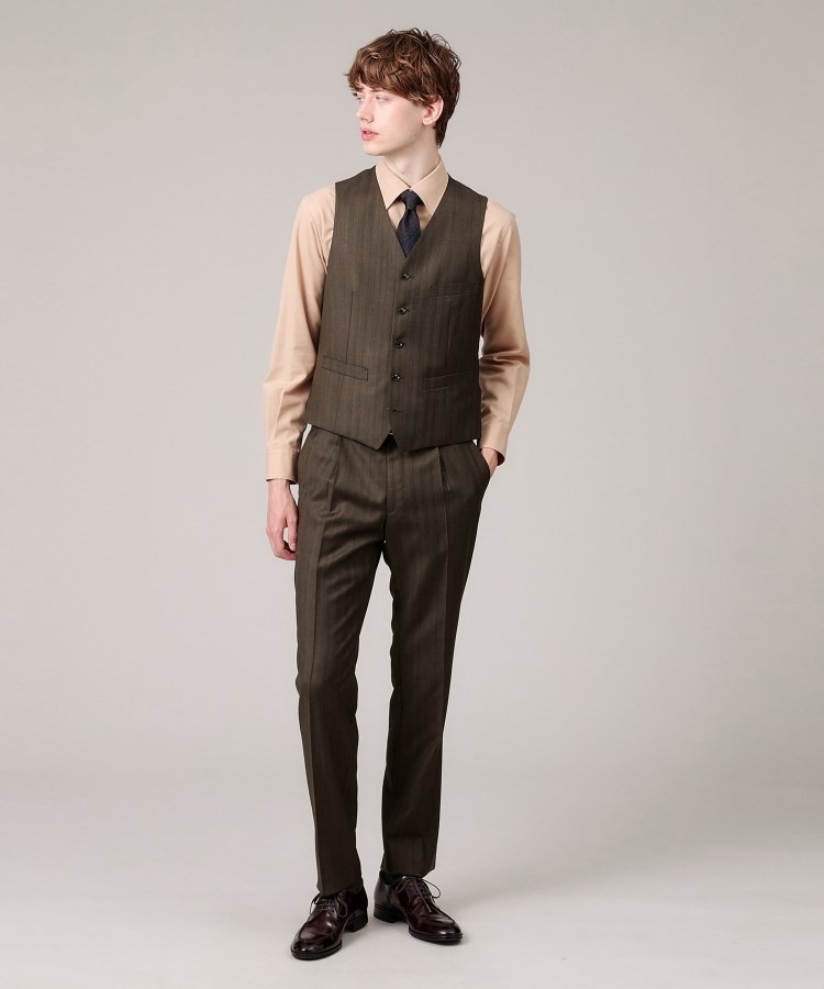 タケオキクチ(TAKEO KIKUCHI)の【DORMEUIL/3ピース対応】グレンストライプ ベスト4
