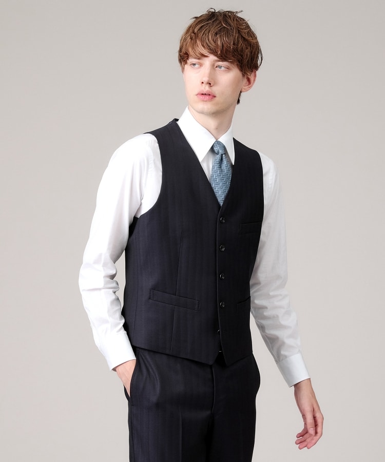 タケオキクチ(TAKEO KIKUCHI)の【DORMEUIL】オルタネートストライプ ベスト7
