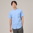 タケオキクチ(TAKEO KIKUCHI)のコットン セルロース バンドカラー 半袖シャツ ブルー(091)
