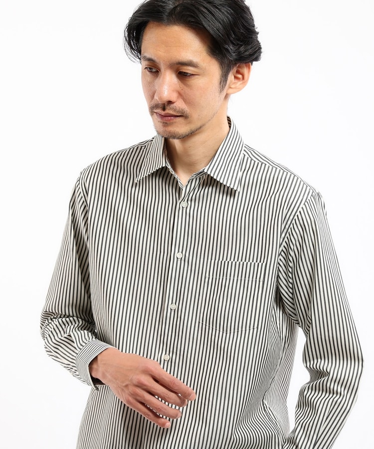 THE FLAGSHIP】コットンシルク ストライプ シャツ(カジュアル THE FLAGSHIP】コットンシルク ストライプ シャツ(カジュアル